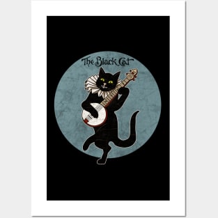 Vintage Cat Playing Banjo Posters and Art